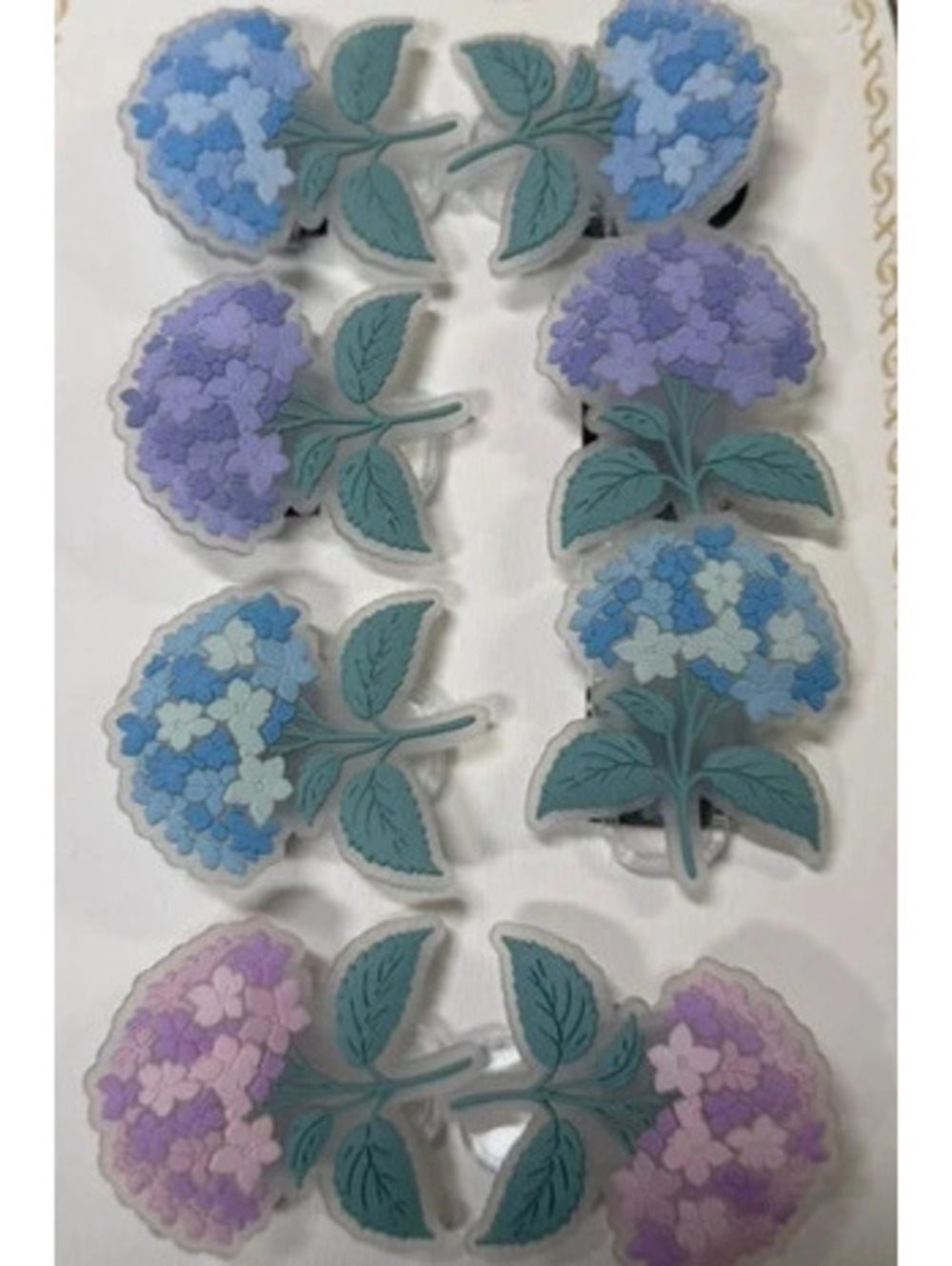New Hydrangea Magnetic Bag Clips 8pc Blue Purple Floral Kitchen Food Clips CWC